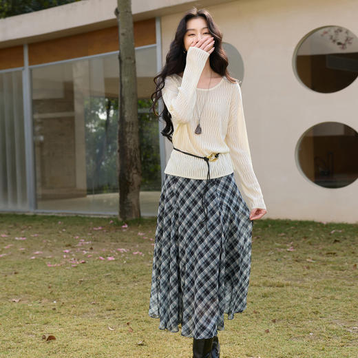 【莱赛尔亚麻】三彩2026春季新款镂空罩衫圆领针织衫毛衫套头S 商品图2