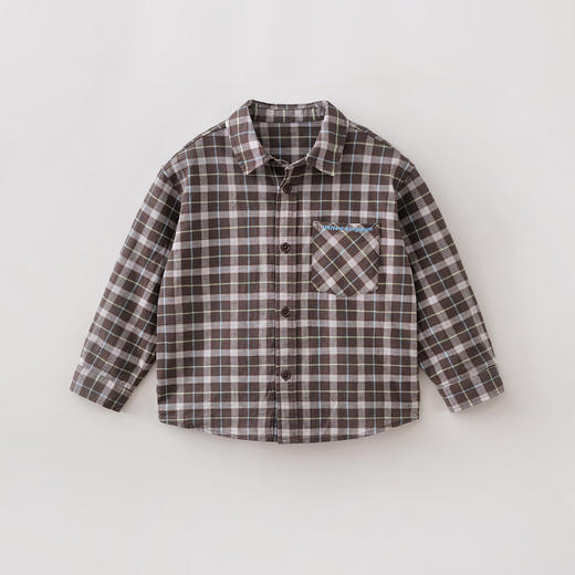 马克珍妮复古格纹男童透气棉麻衬衫2026年春装新款560220 商品图1