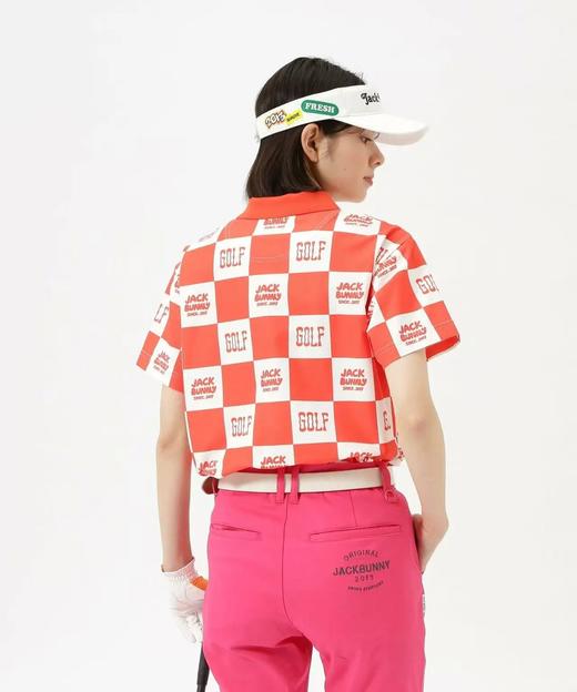 Jack Bunny 女款 高尔夫 双色格子logo印花透气速干polo领短袖T恤 商品图3