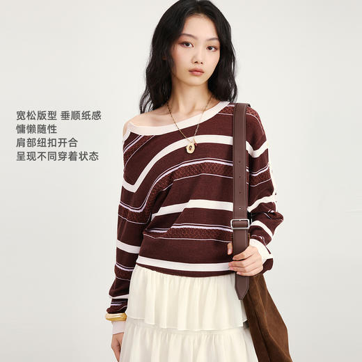 lost in echo2026年春夏新款撞色条纹纽扣套头毛衫背心短裤套装女 商品图1