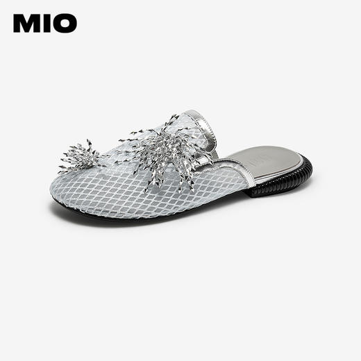 【上新】MIO米奥拖鞋网面镂空水晶花2026夏季新款低跟时尚凉鞋包头拖女鞋M262200502 商品图1