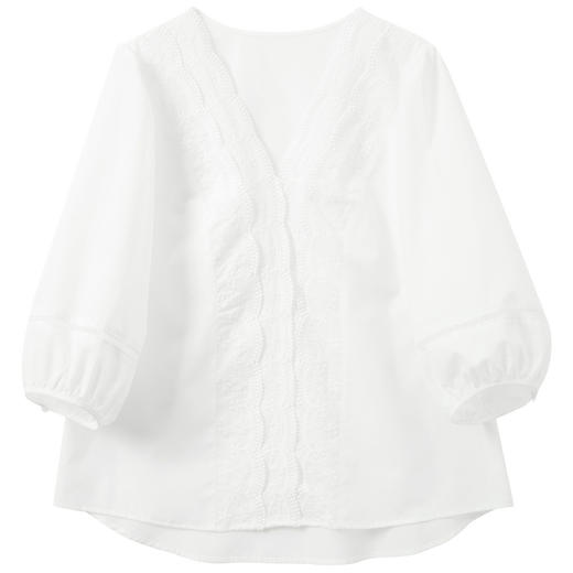 三彩2026春季新款V领灯笼袖法式衬衣宽松套头小衫气质上衣通勤S 商品图4