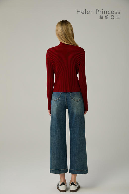 高领双拉链修身针织衫 商品图4