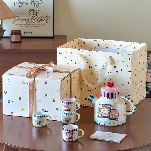 【烘焙小羊系列水具】 萌趣卡通一壶四杯礼袋装陶瓷茶具套装家用早餐杯茶杯 商品图4