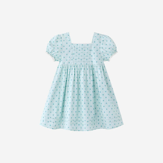 【100%精梳棉】英氏儿童连衣裙女童夏季短袖连衣裙日常休闲小裙子可爱舒适方领裙 商品图4