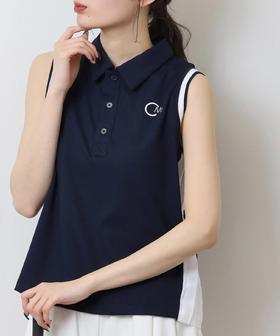 CECIL McBEE 高尔夫 女士 侧褶无袖短袖翻领Polo衫针织刺绣logo