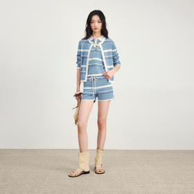 lost in echo2026年春夏新款撞色条纹毛织背心修身连衣裙毛织开衫