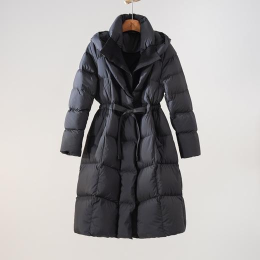 西子/束影90白鸭绒双层立领连帽带腰带长款羽绒服/YRXS0611 商品图3