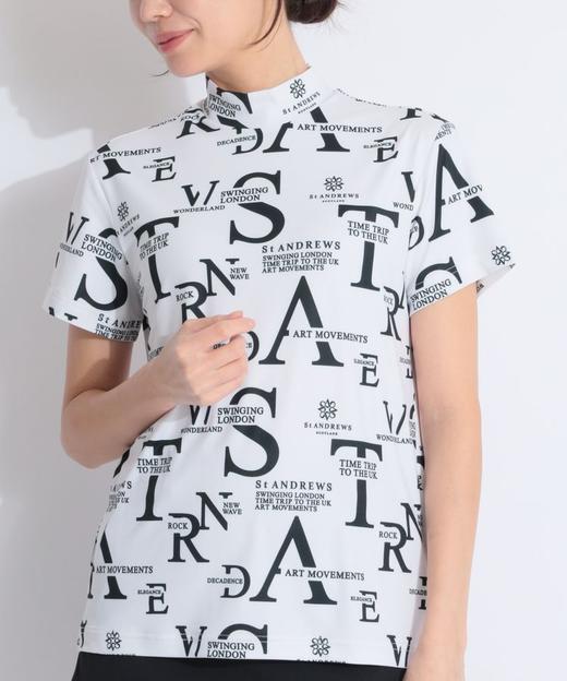 日本St ANDREWS高尔夫 女款 通体字母印花小高领光滑短袖 弹力速干 商品图3