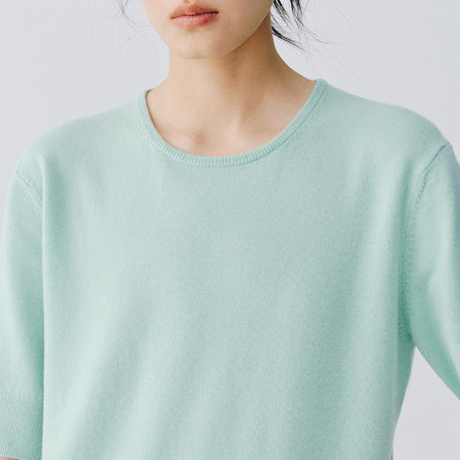 东黎 • 复苏的呼吸 玉露逢春 山羊绒女士轻盈透气圆领半袖 6024 商品图6