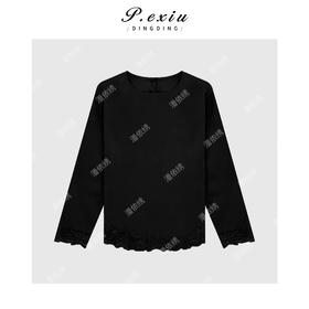 04-6潘依绣丁丁宠粉百搭圆领下摆拼接衬衣Q18767