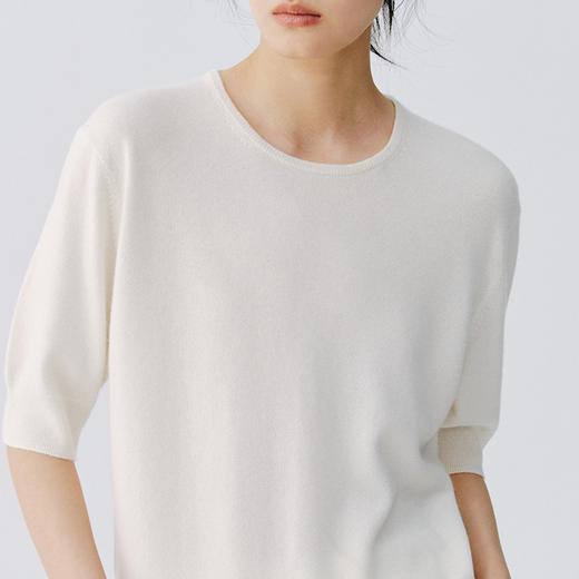 东黎 • 复苏的呼吸 玉露逢春 山羊绒女士轻盈透气圆领半袖 6024 商品图5