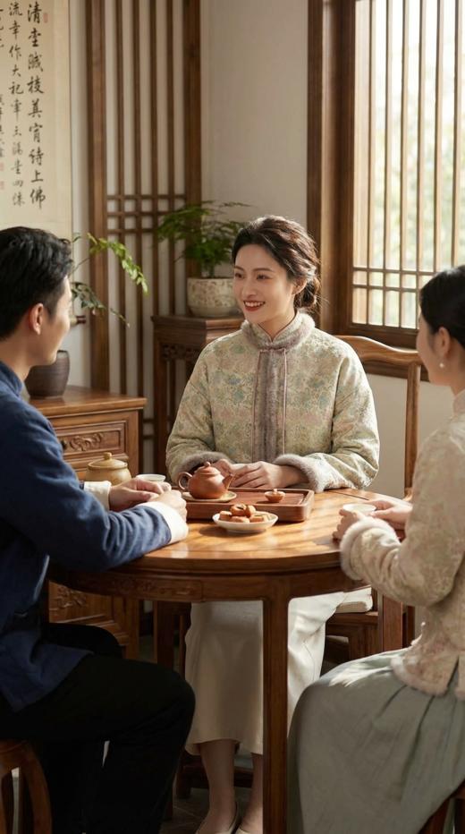 SJ同款轻国风立领夹棉水貂毛花扣外套 商品图4