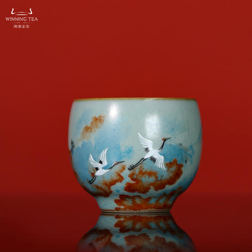 问鼎鼎峰系列天青老款玉钟杯（瑞鹤图） 商品图3