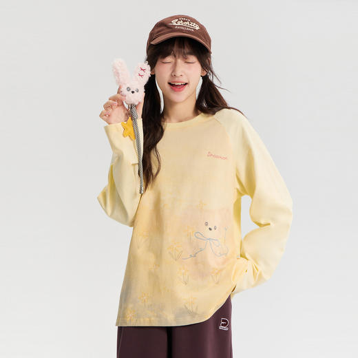 笛莎/Deesha 青少年2026年春季新款手绘长袖插肩图案T恤 商品图1