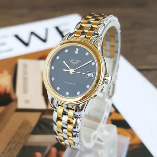 【95新】LONGINES浪琴L4.274.3.57.7自动机械机芯日期显示26MM（女款）军旗系列 精钢镀金170126NJS10 商品图1