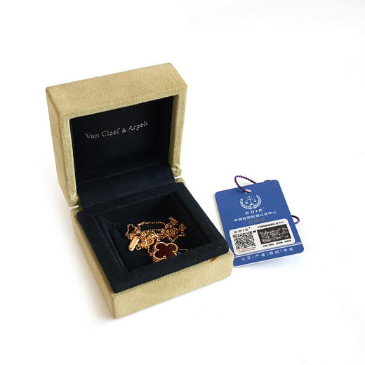 【95新】VCA梵克雅宝Vintage Alhambra系列VCARD38500中号18K黄金镶红玉髓四叶草红花项链链长约42cm女士290126NJM22 商品图1