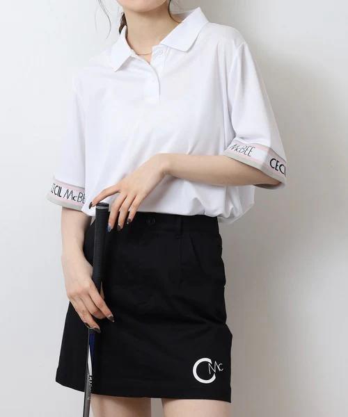 CECIL McBEE 女士高尔夫 袖口提花POLO领短袖 宽松落肩五分袖 商品图11