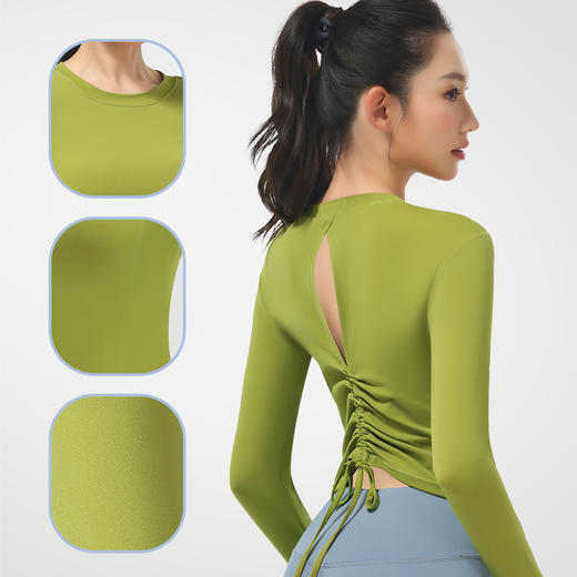 【BZYT】秋冬显瘦柔软后背镂空性感抽绳修身瑜伽服885 商品图4