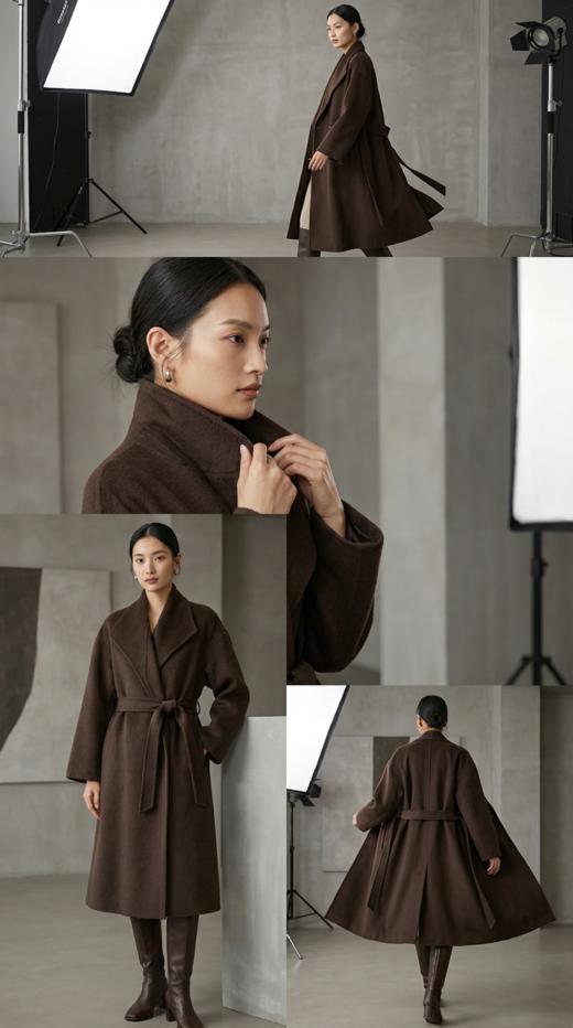 IC同款造型立领珠边双面手工大衣 商品图3