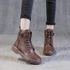 秋冬大码真皮马丁靴女加绒保暖软底小短靴复古内增高平底靴子 商品缩略图2
