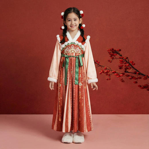 笛莎/Deesha 观山见中大童女童冬季国风连衣裙 商品图4