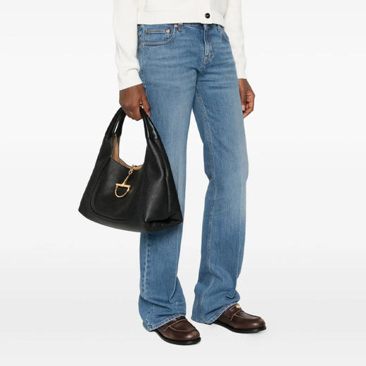 GUCCI 古驰 女士 Softbit 粒面皮革手提包 黑色 858297 AAEAO 1000 商品图4