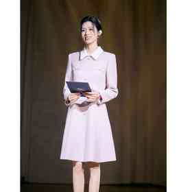 法小曼*子珍清冷富家千金穿搭小香风娃娃领连衣裙女通勤气质A字裙优雅