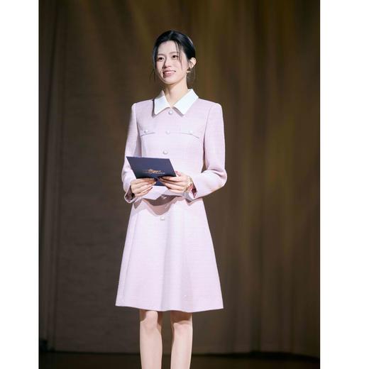 法小曼*子珍清冷富家千金穿搭小香风娃娃领连衣裙女通勤气质A字裙优雅 商品图0