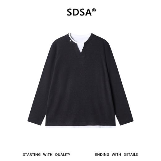 88171SDSA男装2026新款高贵轻奢潮牌时尚撞色假两件圆领长袖T恤百搭潮 商品图1