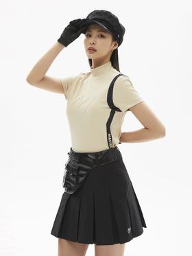 Master Bunny 高尔夫 女士 刺绣logo拼色条纹针织短袖T恤