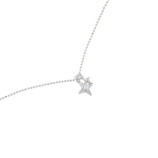 三彩2026新款韩系休闲风贝壳星芒吊坠项链珠链极简通勤小众锁骨链 商品图2