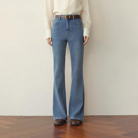 【严选】诗凡黎四面弹高腰微喇牛仔裤26春新款天丝棉休闲通勤显瘦百搭长裤7H2250231