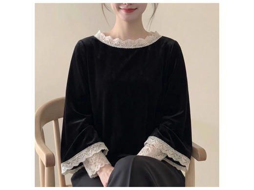 裁缝学苑AS639高级感丝绒蕾丝拼接上衣纸样女装修身显瘦长袖服装打板 商品图1