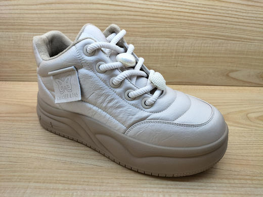 2024冬季女鞋新款豪行24451366M加绒时尚运动鞋休闲高帮系带棉鞋 商品图1