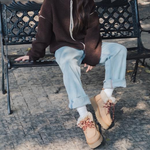 起程厚底泰迪羊毛雪地靴|牛反绒鞋面+厚实羊毛内里，4.5cm厚底 商品图2