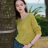 三彩2026春季新款宽松一字领针织衫轻盈肌理感套头毛衫长袖气质M 商品缩略图2