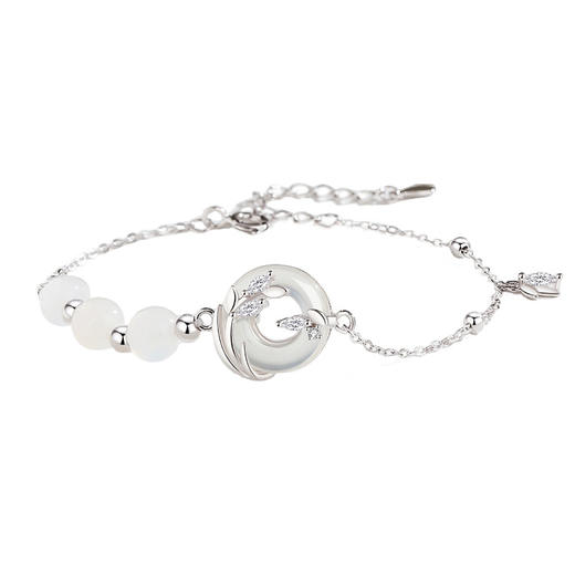 【岁岁平安】纯银平安扣白玉髓麦穗手链【JHY-A000484B】 商品图4