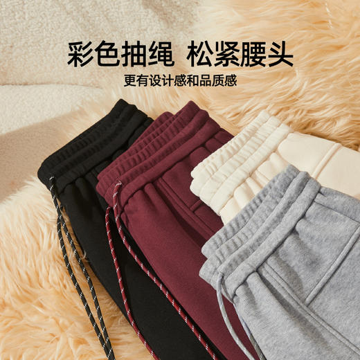 【酒红色-奥粒绒-香蕉裤】逸阳冬季设计感显瘦有型抽绳松紧腰头休闲裤1816 商品图3
