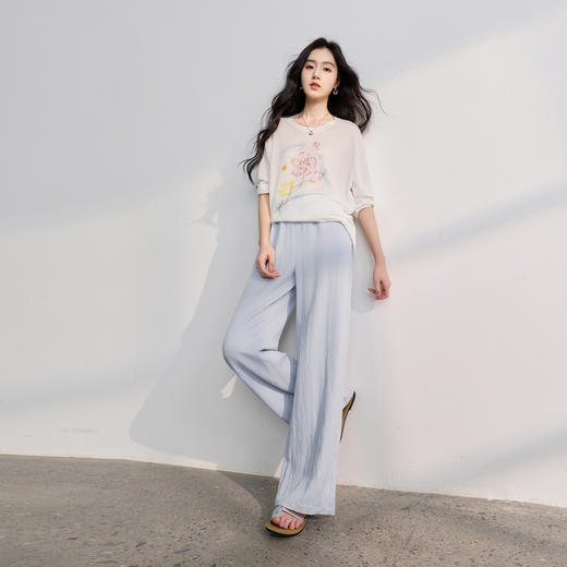 【莱赛尔】三彩2026春季新款休闲裤长裤宽松高腰显瘦直筒裤垂感M 商品图3