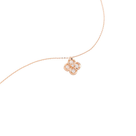 三彩2026新款贝壳四叶草吊坠项链玫瑰金轻奢锆石幸运温柔氛围浪漫 商品图1