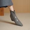【预售5天】巨好看法式方头瘦瘦靴新款软羊皮坡跟高跟短靴女灰色单靴DTN&586-3 商品缩略图1