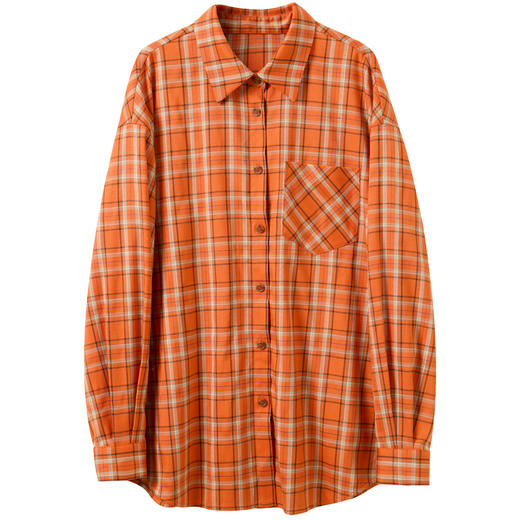 三彩独醒2026春季新款格纹衬衫口袋翻领宽松衬衣中长甜酷F 商品图4