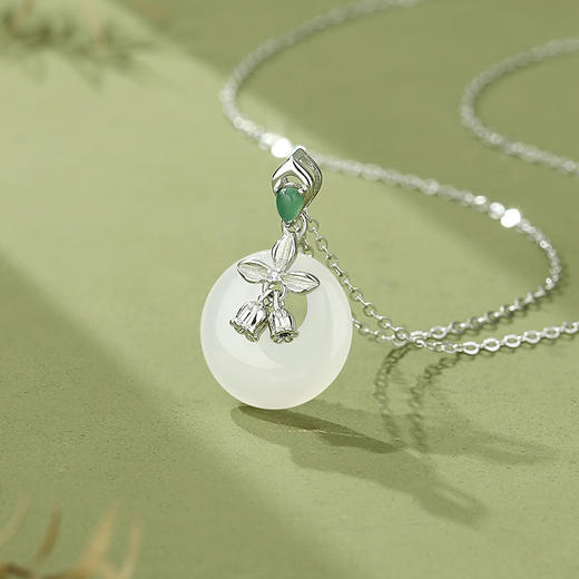 【平安蓝铃】纯银平安扣蓝铃花玉髓项链【JHY-N002213B】 商品图1