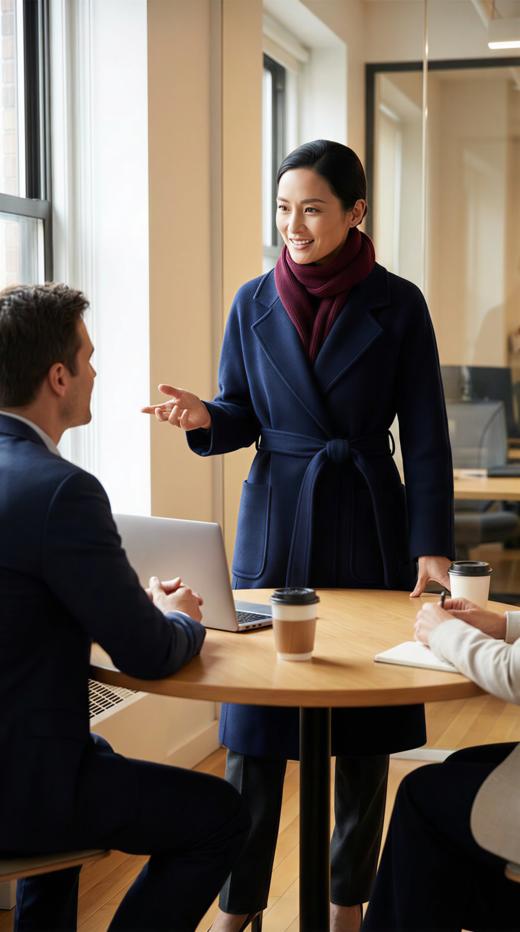 加内门襟珠边精致工艺双面手工腰带长款大衣 商品图6