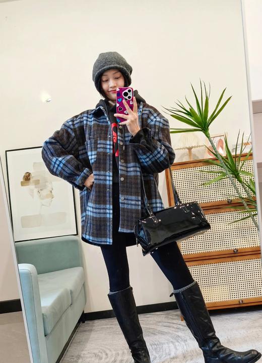 磨毛厚衬衫韩系格子外套 商品图13