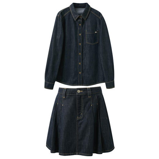 【100棉】三彩2026春季新款牛仔套装开衫上衣半身裙短裙两件套M 商品图4