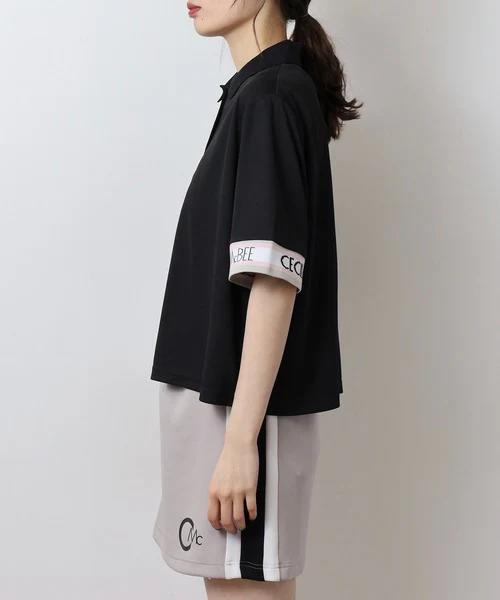 CECIL McBEE 女士高尔夫 袖口提花POLO领短袖 宽松落肩五分袖 商品图6