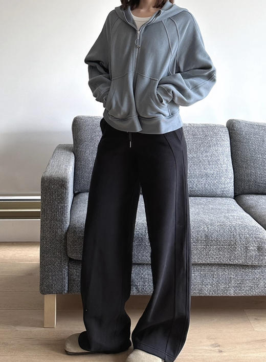 越南产Lu家Scuba系列女士加绒直筒阔腿裤020302 商品图7