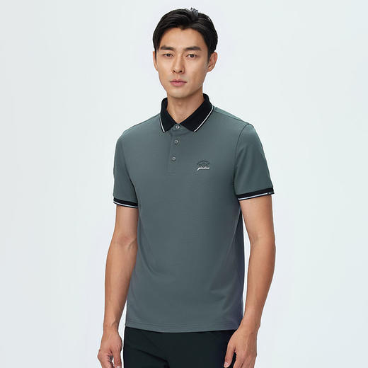 德鲨男士灰色短袖翻领T恤夏新款休闲撞色上衣男刺绣POLO衫 商品图3